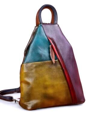 Y2K Boho RETRO Shoulder Bag Hobo One-of-a-Kind Genuine Leather Backpack